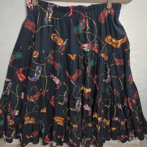 Vintage 90's Roper Cowboy Boot Tierd Long Skirt Country Western Rodeo Cowgirl